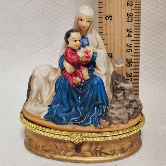 Porcelain Trinket Box Mary Baby Jesus Madonna Trinity Broadcast Network - Picture 12 of 13